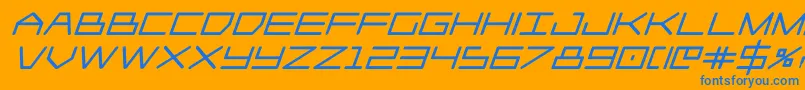 Player1upblackital Font – Blue Fonts on Orange Background