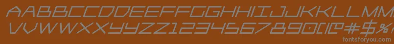 Player1upblackital-fontti – harmaat kirjasimet ruskealla taustalla