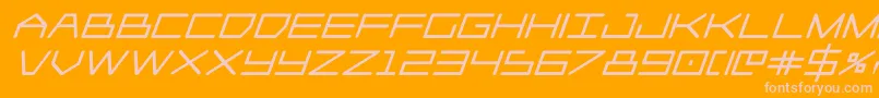 Player1upblackital-fontti – vaaleanpunaiset fontit oranssilla taustalla