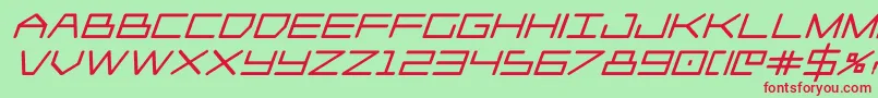 Czcionka Player1upblackital – czerwone czcionki na zielonym tle