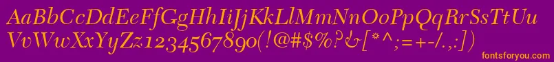 NewCaledoniaItalicOldStyleFigures Font – Orange Fonts on Purple Background