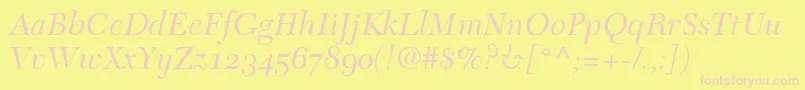 NewCaledoniaItalicOldStyleFigures Font – Pink Fonts on Yellow Background