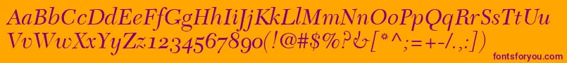 NewCaledoniaItalicOldStyleFigures Font – Purple Fonts on Orange Background