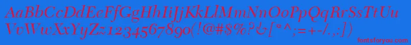 NewCaledoniaItalicOldStyleFigures Font – Red Fonts on Blue Background