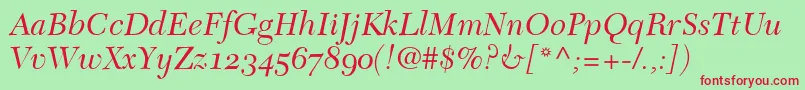 Czcionka NewCaledoniaItalicOldStyleFigures – czerwone czcionki na zielonym tle