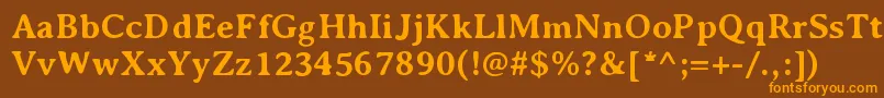 フォントAveriaserifBold – オレンジ色の文字が茶色の背景にあります。