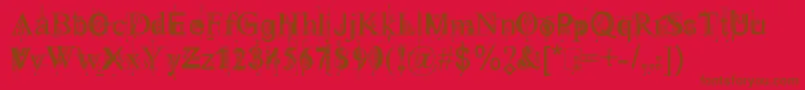 Fonte KingthingsPiqueNMeex – fontes marrons em um fundo vermelho
