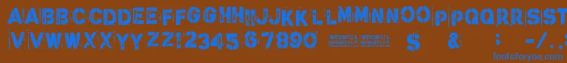 StencilGuerrilla Font – Blue Fonts on Brown Background