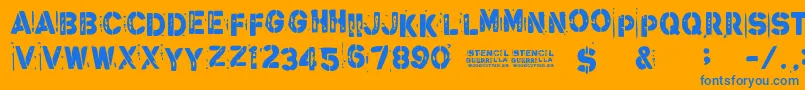 StencilGuerrilla-Schriftart – Blaue Schriften auf orangefarbenem Hintergrund