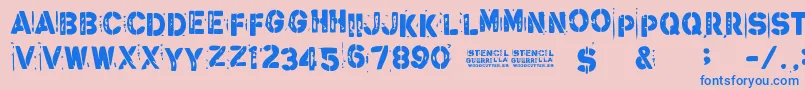 StencilGuerrilla Font – Blue Fonts on Pink Background