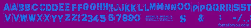 StencilGuerrilla-Schriftart – Blaue Schriften auf violettem Hintergrund