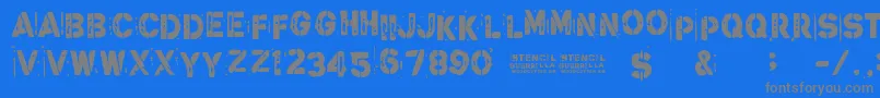 StencilGuerrilla Font – Gray Fonts on Blue Background