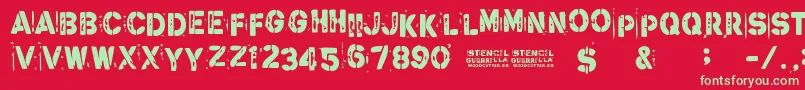 StencilGuerrilla Font – Green Fonts on Red Background