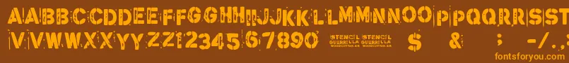 StencilGuerrilla Font – Orange Fonts on Brown Background