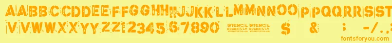 StencilGuerrilla Font – Orange Fonts on Yellow Background