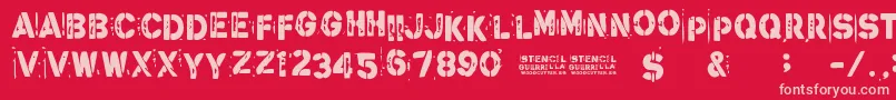 StencilGuerrilla Font – Pink Fonts on Red Background