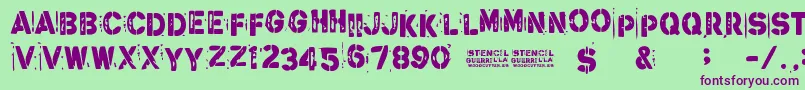 StencilGuerrilla Font – Purple Fonts on Green Background