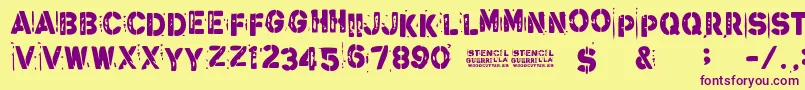 StencilGuerrilla Font – Purple Fonts on Yellow Background