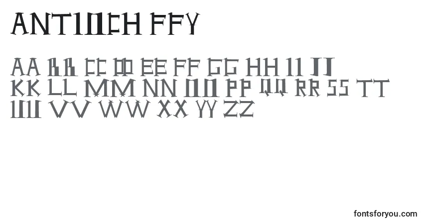 A fonte Antioch ffy – alfabeto, números, caracteres especiais