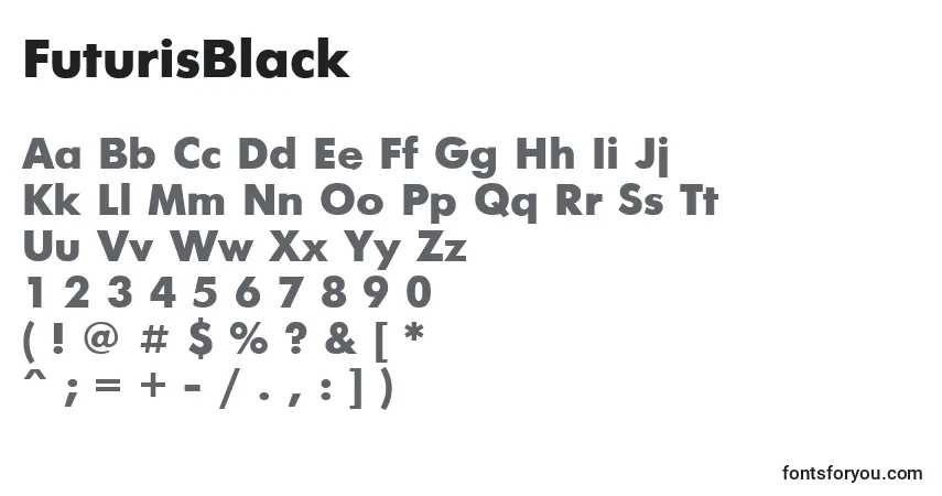 FuturisBlack-fontti – aakkoset, numerot, erikoismerkit