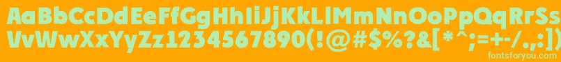 APlakatcmplrgExtrabold-fontti – vihreät fontit oranssilla taustalla