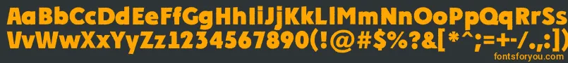 APlakatcmplrgExtrabold-Schriftart – Orangefarbene Schriften auf schwarzem Hintergrund