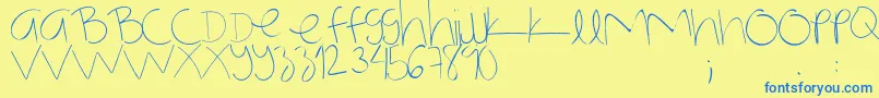 NotmyhandwritingRegular-Schriftart – Blaue Schriften auf gelbem Hintergrund