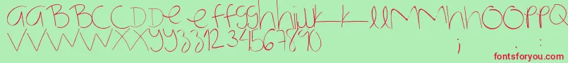 NotmyhandwritingRegular Font – Red Fonts on Green Background