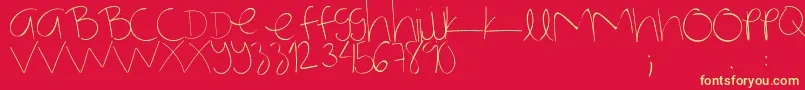フォントNotmyhandwritingRegular – 黄色の文字、赤い背景