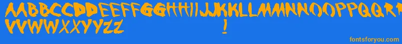 BleedingTrough-Schriftart – Orangefarbene Schriften auf blauem Hintergrund