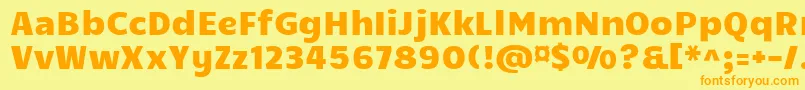 フォントCandal – オレンジの文字が黄色の背景にあります。