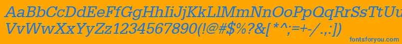 UrwegyptiennetnarOblique-Schriftart – Blaue Schriften auf orangefarbenem Hintergrund