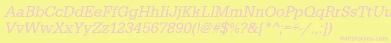 UrwegyptiennetnarOblique-fontti – vaaleanpunaiset fontit keltaisella taustalla