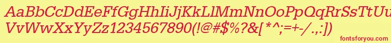 UrwegyptiennetnarOblique Font – Red Fonts on Yellow Background