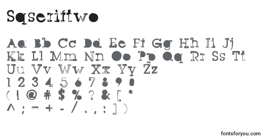 A fonte Sqseriftwo – alfabeto, números, caracteres especiais