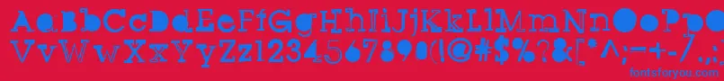 Czcionka Sqseriftwo – niebieskie czcionki na czerwonym tle