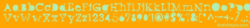 Sqseriftwo-Schriftart – Grüne Schriften auf orangefarbenem Hintergrund