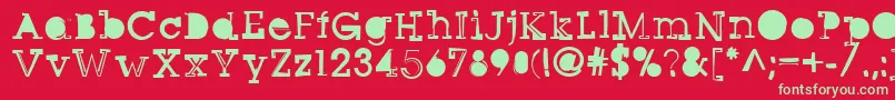 Sqseriftwo-Schriftart – Grüne Schriften auf rotem Hintergrund