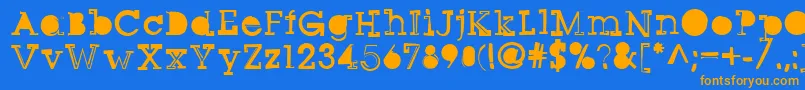 フォントSqseriftwo – オレンジ色の文字が青い背景にあります。