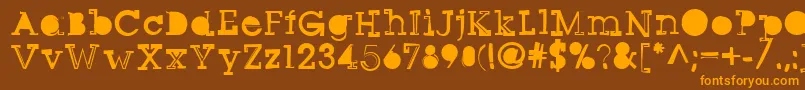 Sqseriftwo-fontti – oranssit fontit ruskealla taustalla