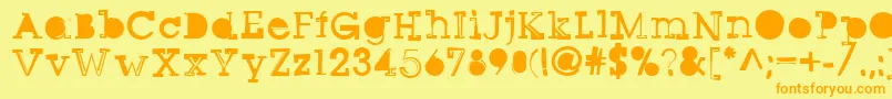 Sqseriftwo-Schriftart – Orangefarbene Schriften auf gelbem Hintergrund
