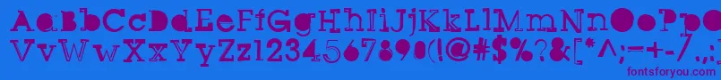 Sqseriftwo-Schriftart – Violette Schriften auf blauem Hintergrund