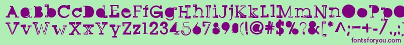 Sqseriftwo-Schriftart – Violette Schriften auf grünem Hintergrund