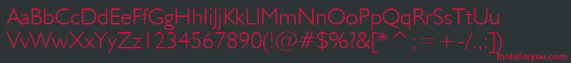 フォントHumanist521LightBt – 黒い背景に赤い文字