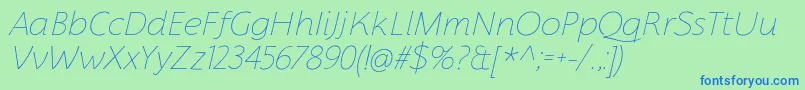 フォントFlorentiaThinItalicTrial – 青い文字は緑の背景です。