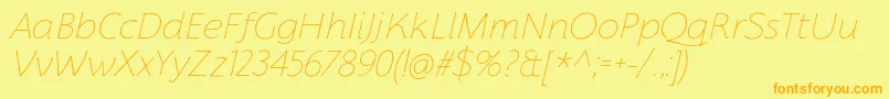 FlorentiaThinItalicTrial-Schriftart – Orangefarbene Schriften auf gelbem Hintergrund