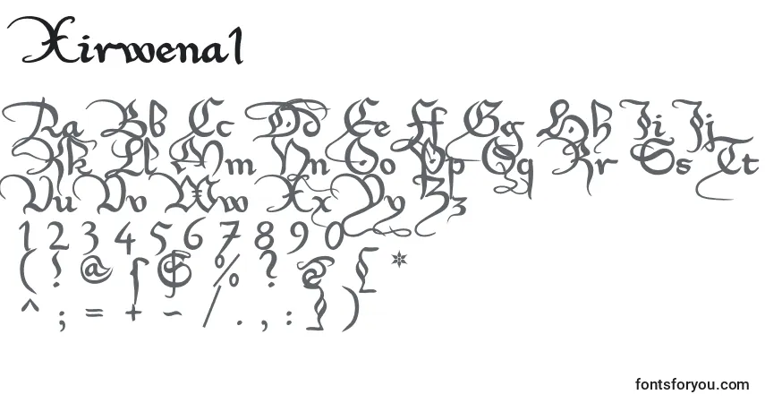A fonte Xirwena1 – alfabeto, números, caracteres especiais