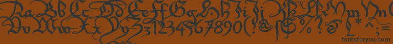 Xirwena1-Schriftart – Schwarze Schriften auf braunem Hintergrund
