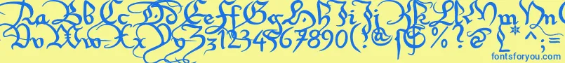 Xirwena1 Font – Blue Fonts on Yellow Background