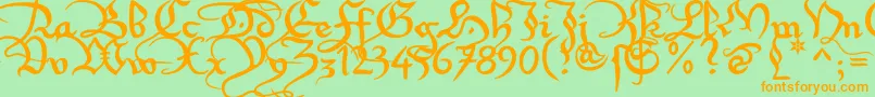 Xirwena1 Font – Orange Fonts on Green Background